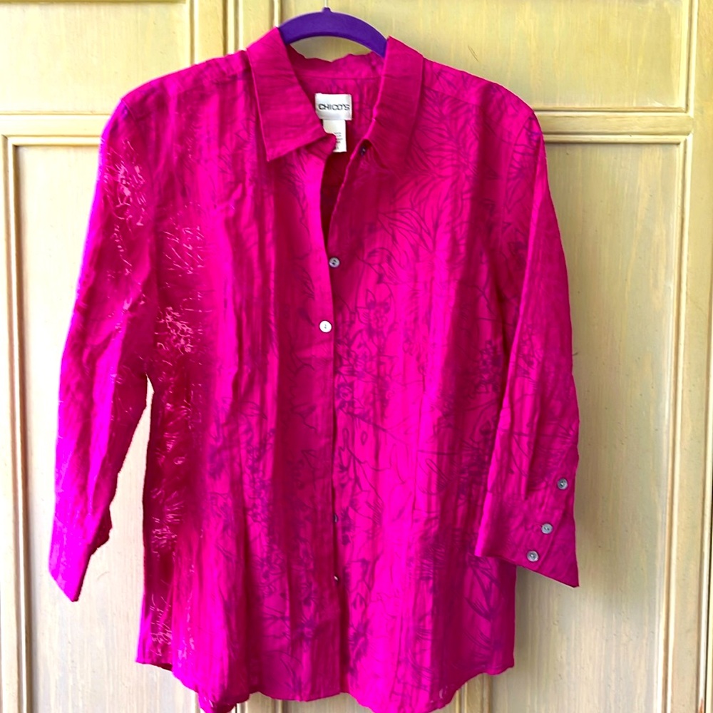 Chicos Pink Button Down Blouse - image 1